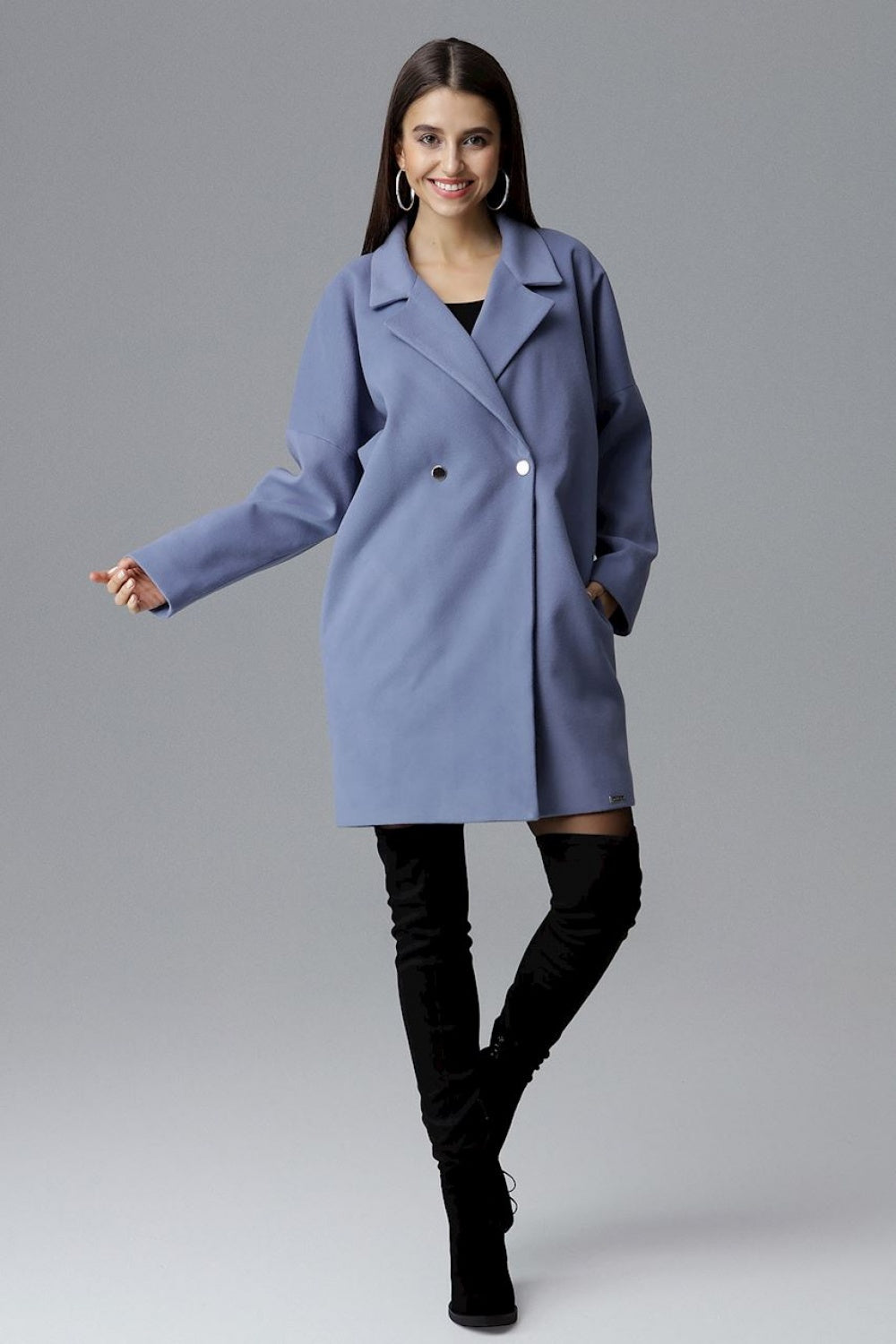 Loose Fitting Coat - Blue