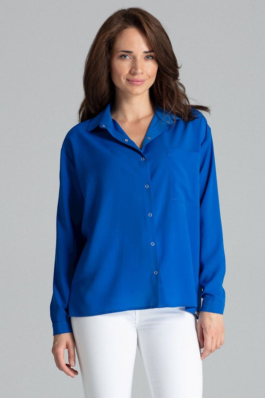 Button Up Shirt/Blouse - Blue