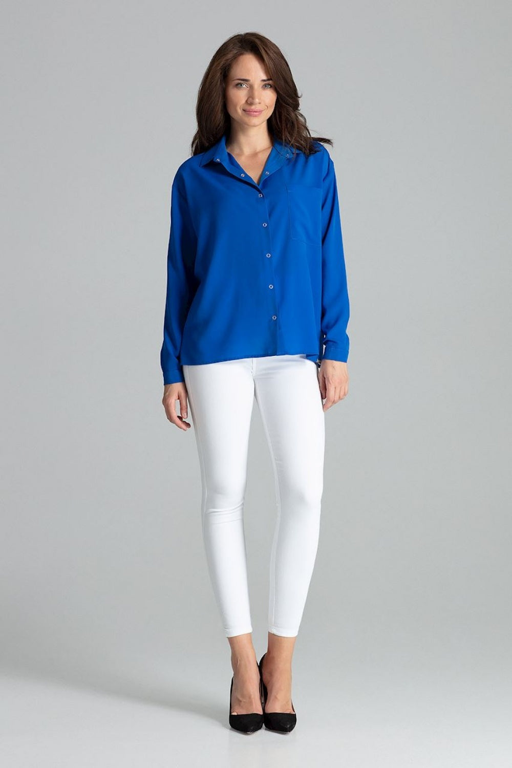 Button Up Shirt/Blouse - Blue