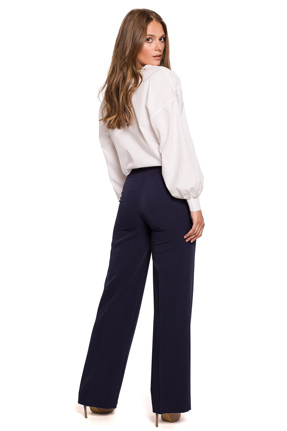 Straight Leg Elegant Trousers - Navy Blue