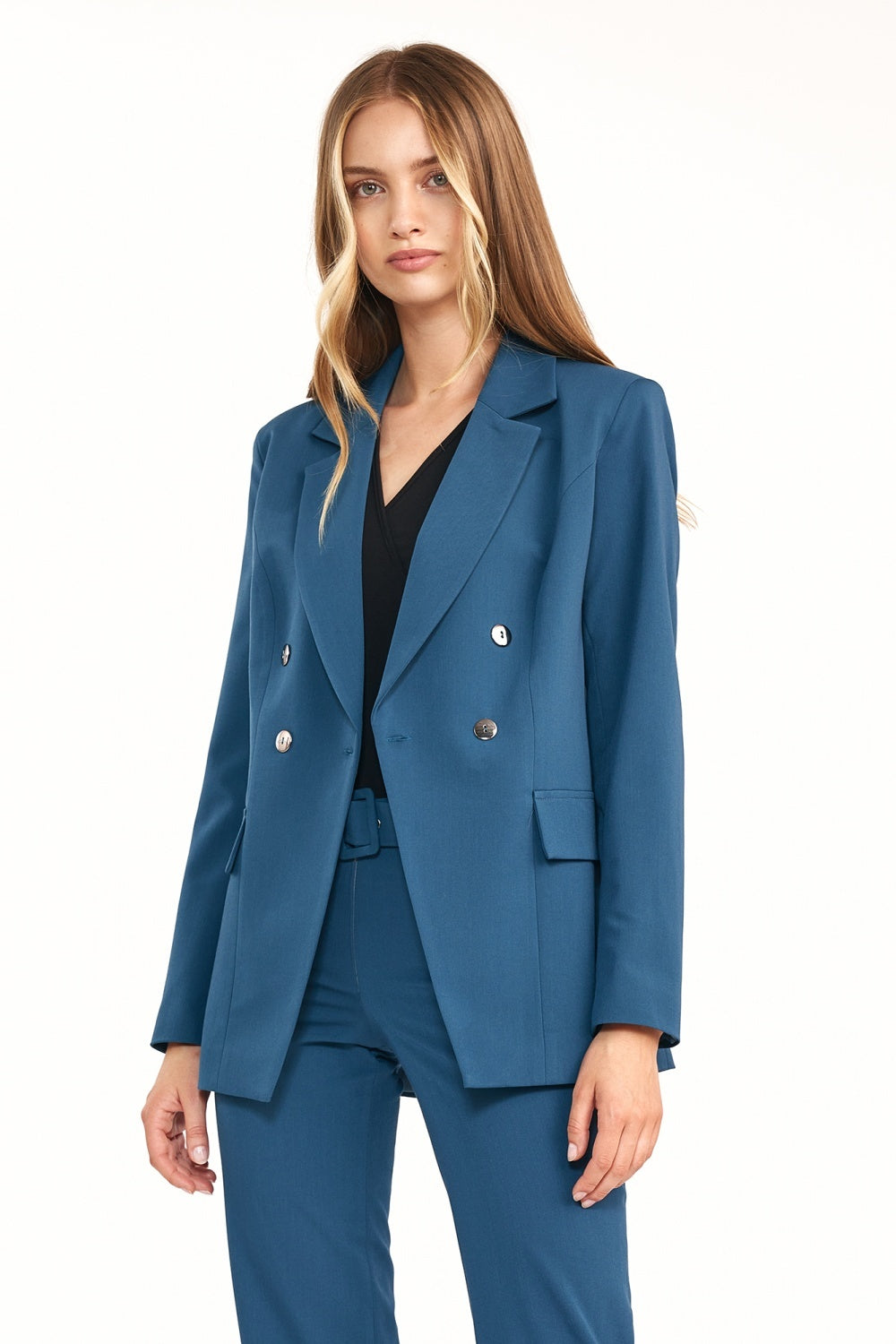 Tight-Fitting Blazer - Blue