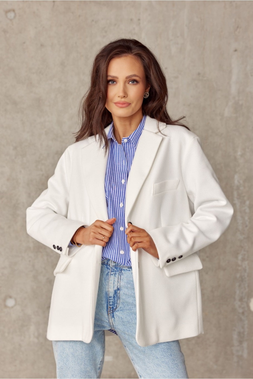 Double Buttoned Blazer - White/Cream