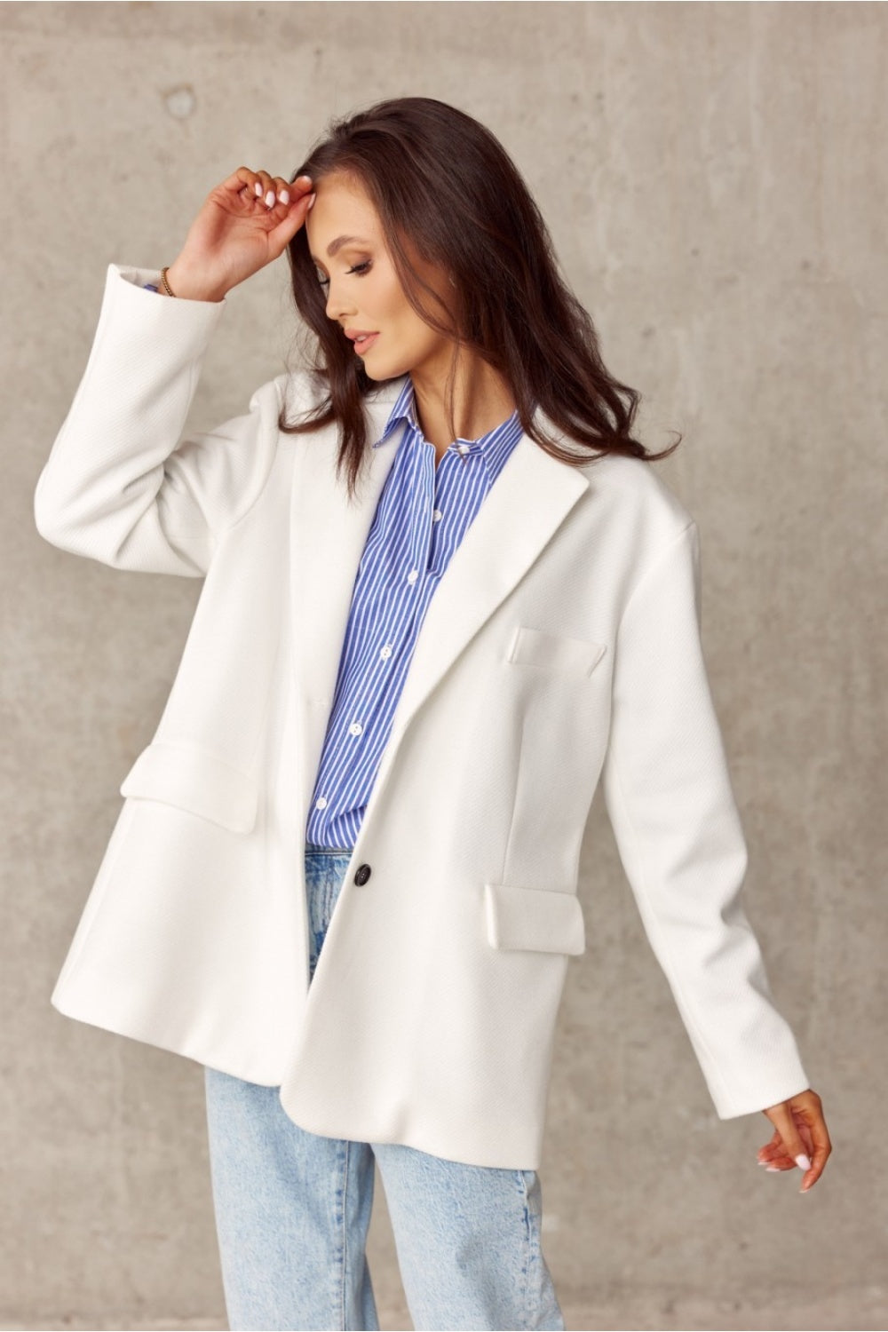 Double Buttoned Blazer - White/Cream