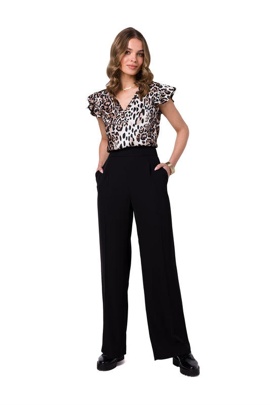 Wide Leg Trousers - Black