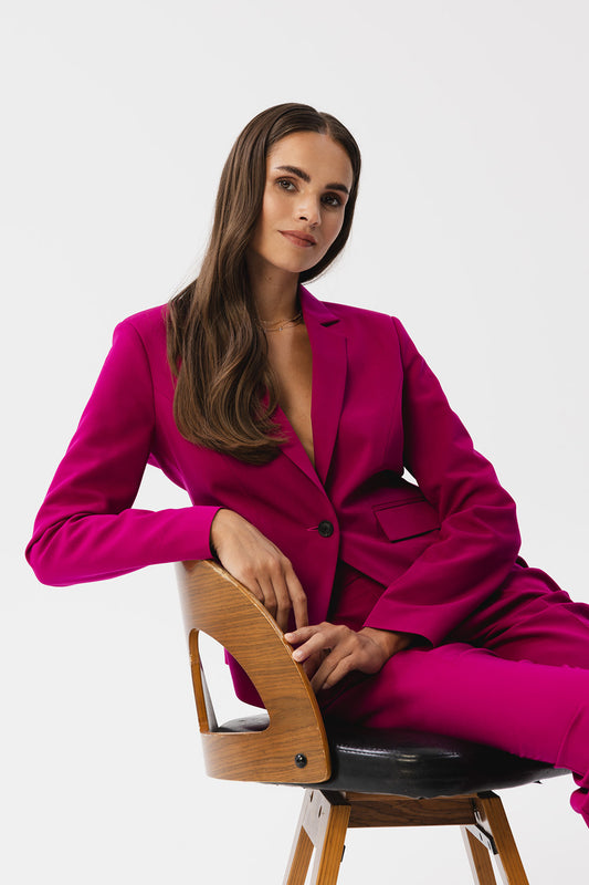 Single Button Blazer - Pink/Purple