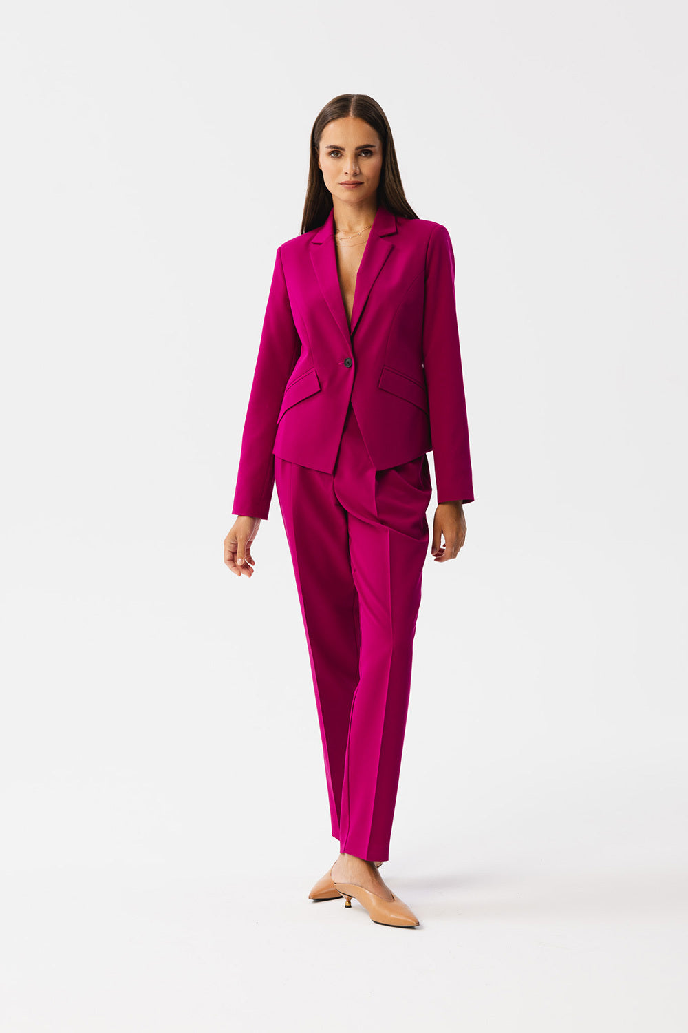 Single Button Blazer - Pink/Purple