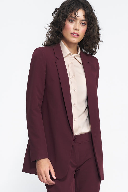 Elegant Unbuttoned Blazer - Red