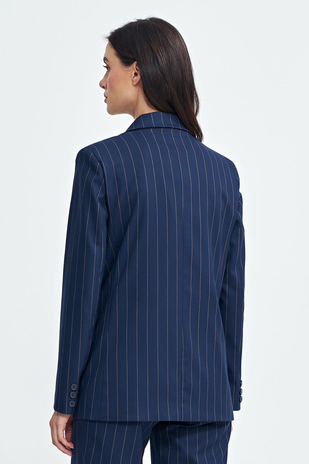 Oversized Cut Striped Blazer - Blue