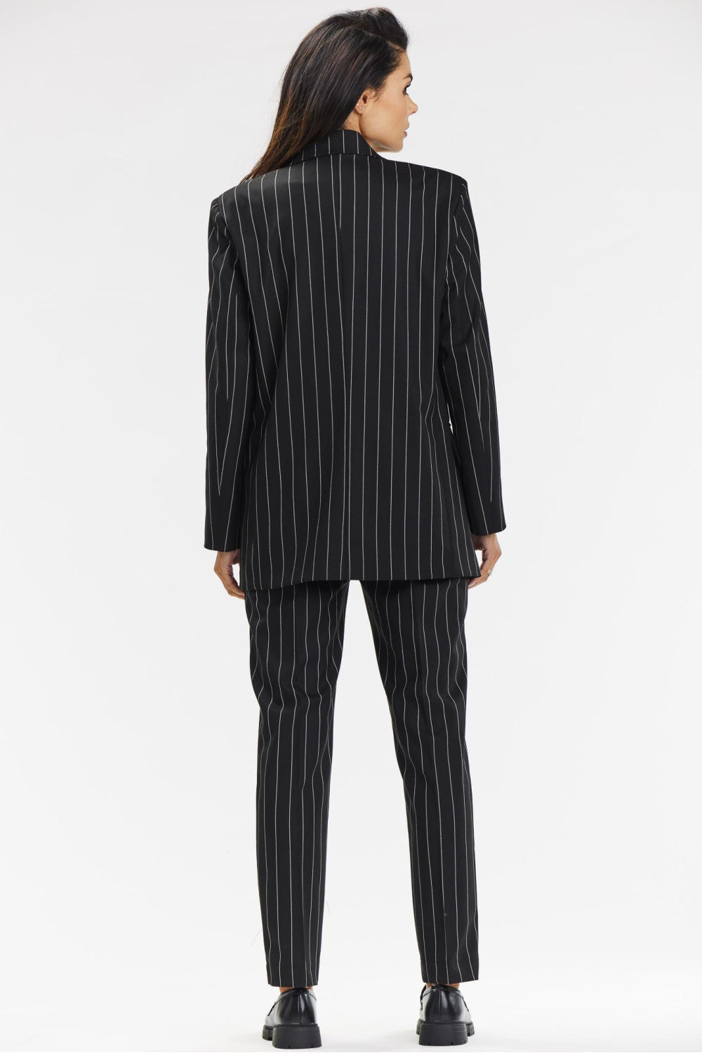 Loose Fit Striped Blazer - Black/White