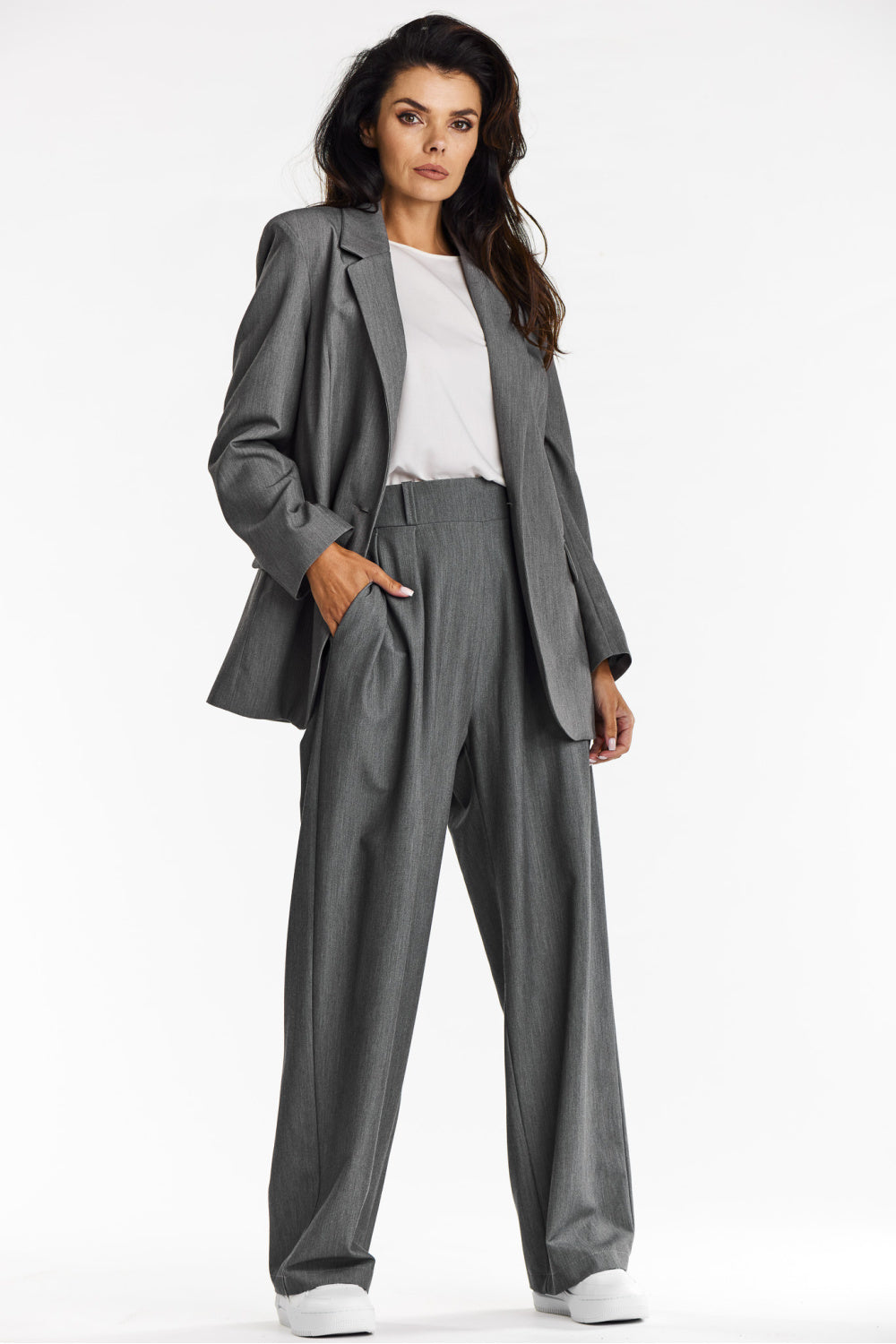 Loose Fit Elegant Blazer - Grey