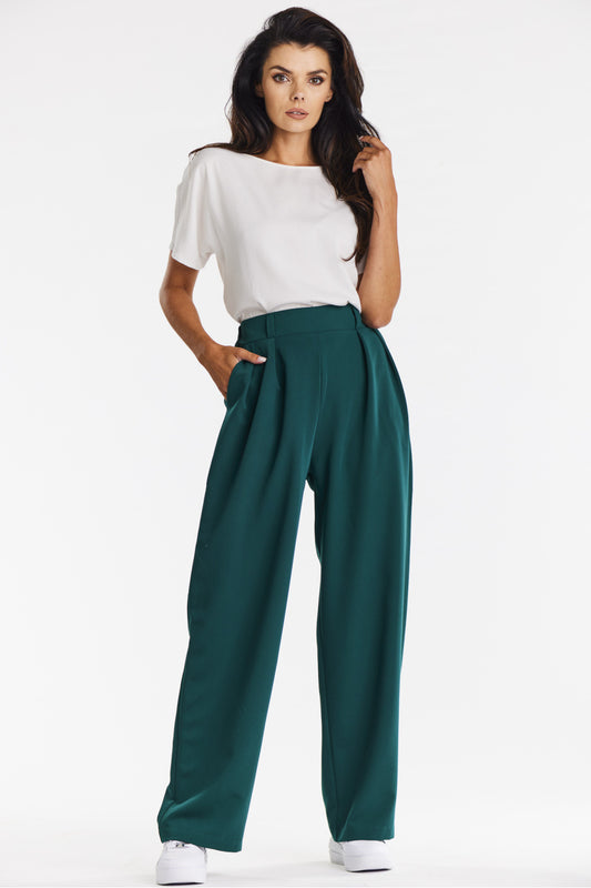 Wide-leg Elegant Trousers - Green