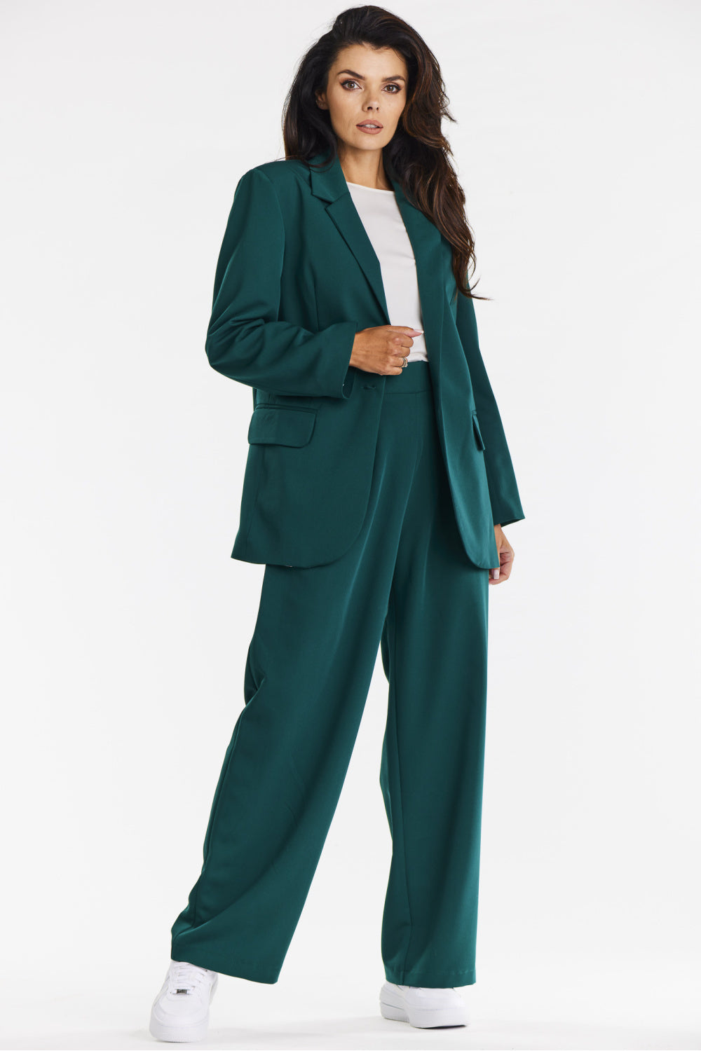 Wide-leg Elegant Trousers - Green