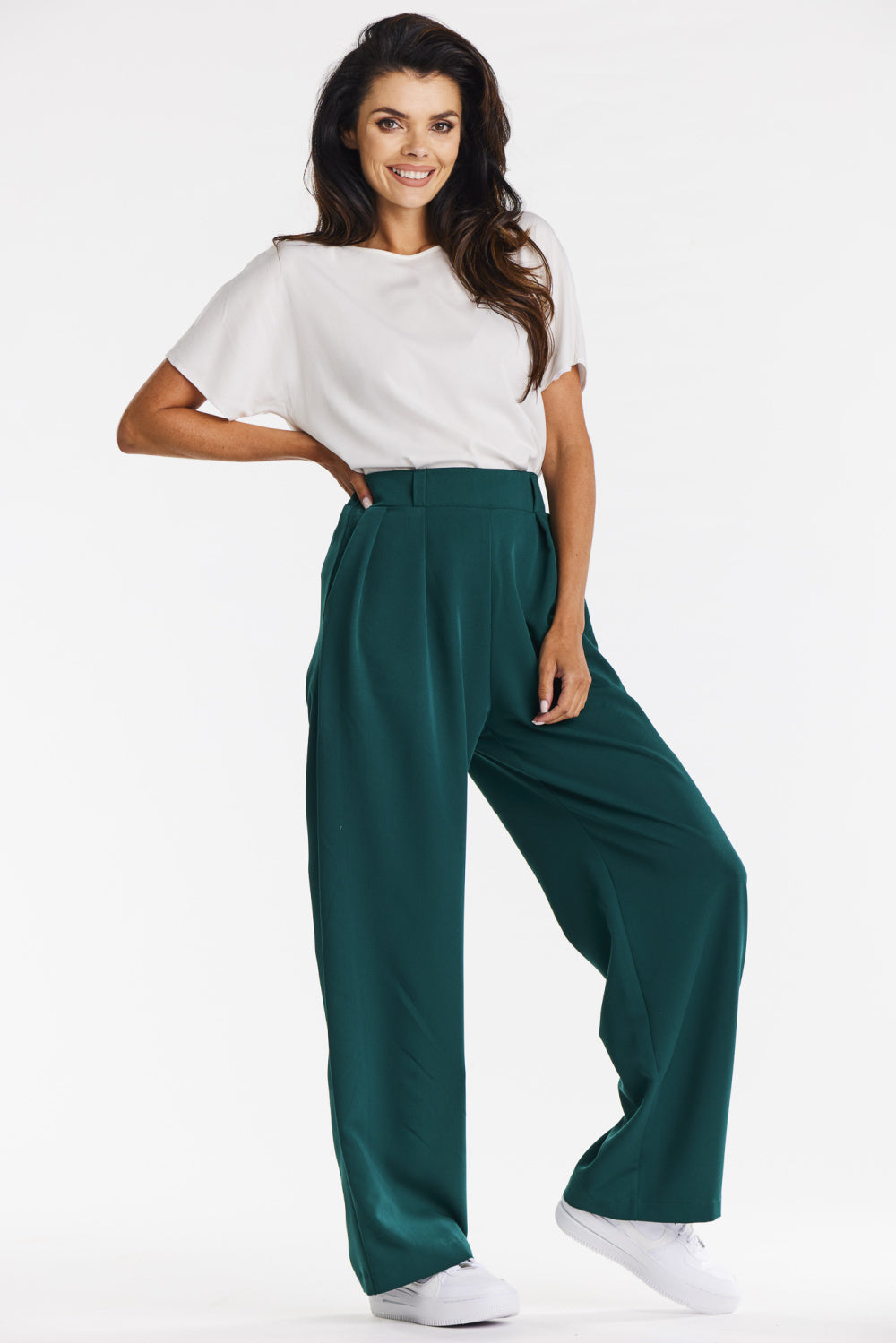 Wide-leg Elegant Trousers - Green