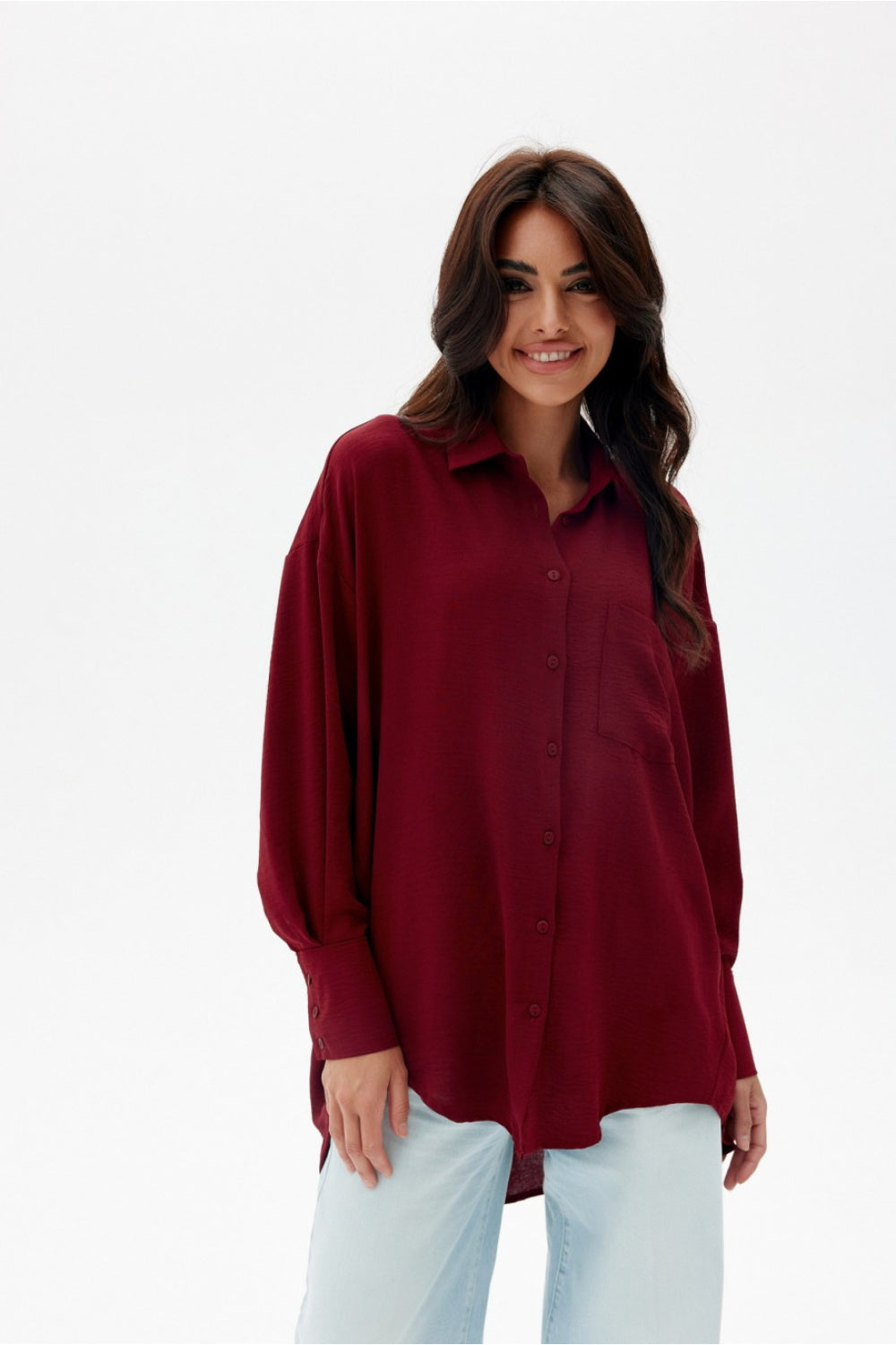 Oversized Cut Shirt/Blouse - Red