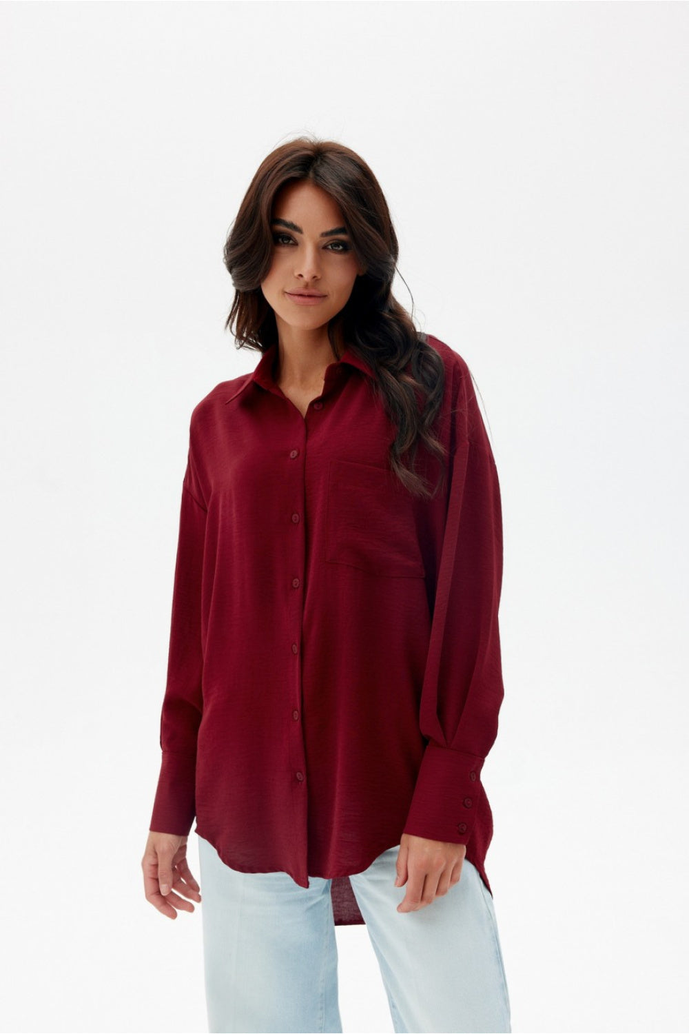 Oversized Cut Shirt/Blouse - Red