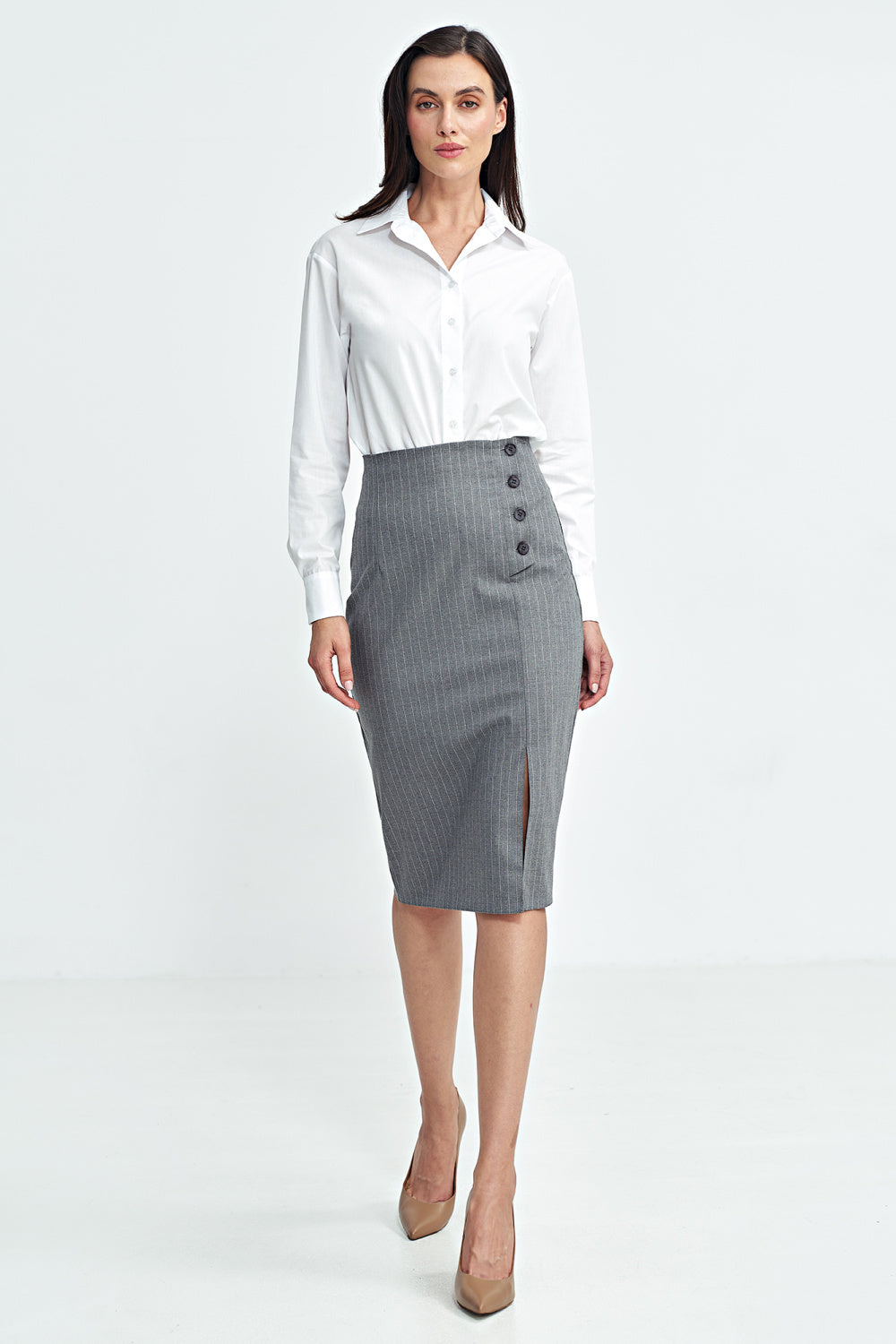 Buttoned Skirt - Grey