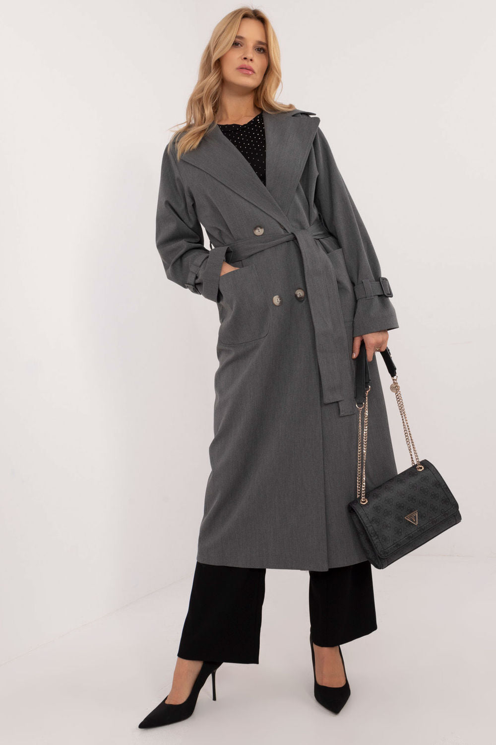 Elegant Trench Coat - Grey