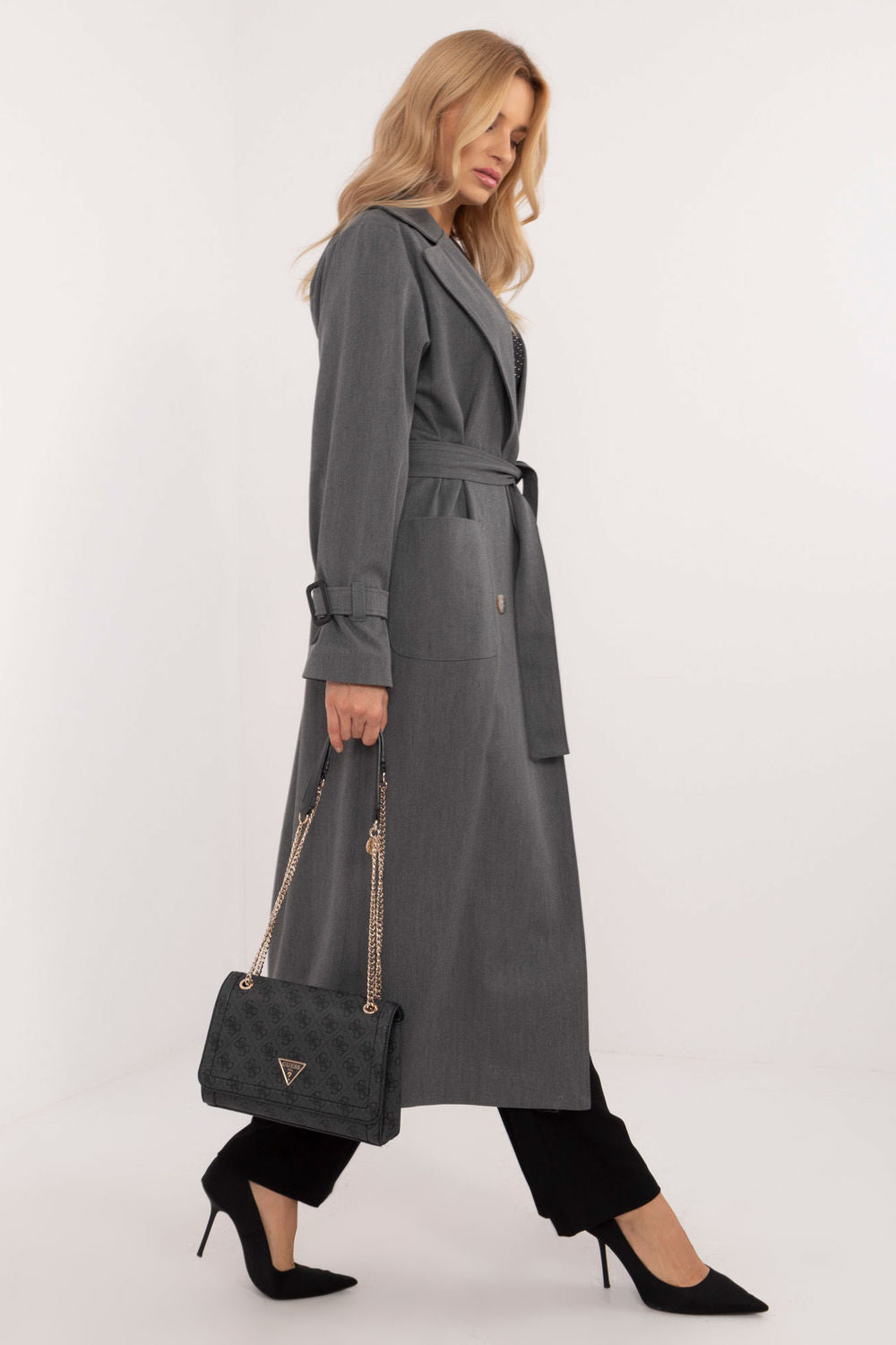 Elegant Trench Coat - Grey