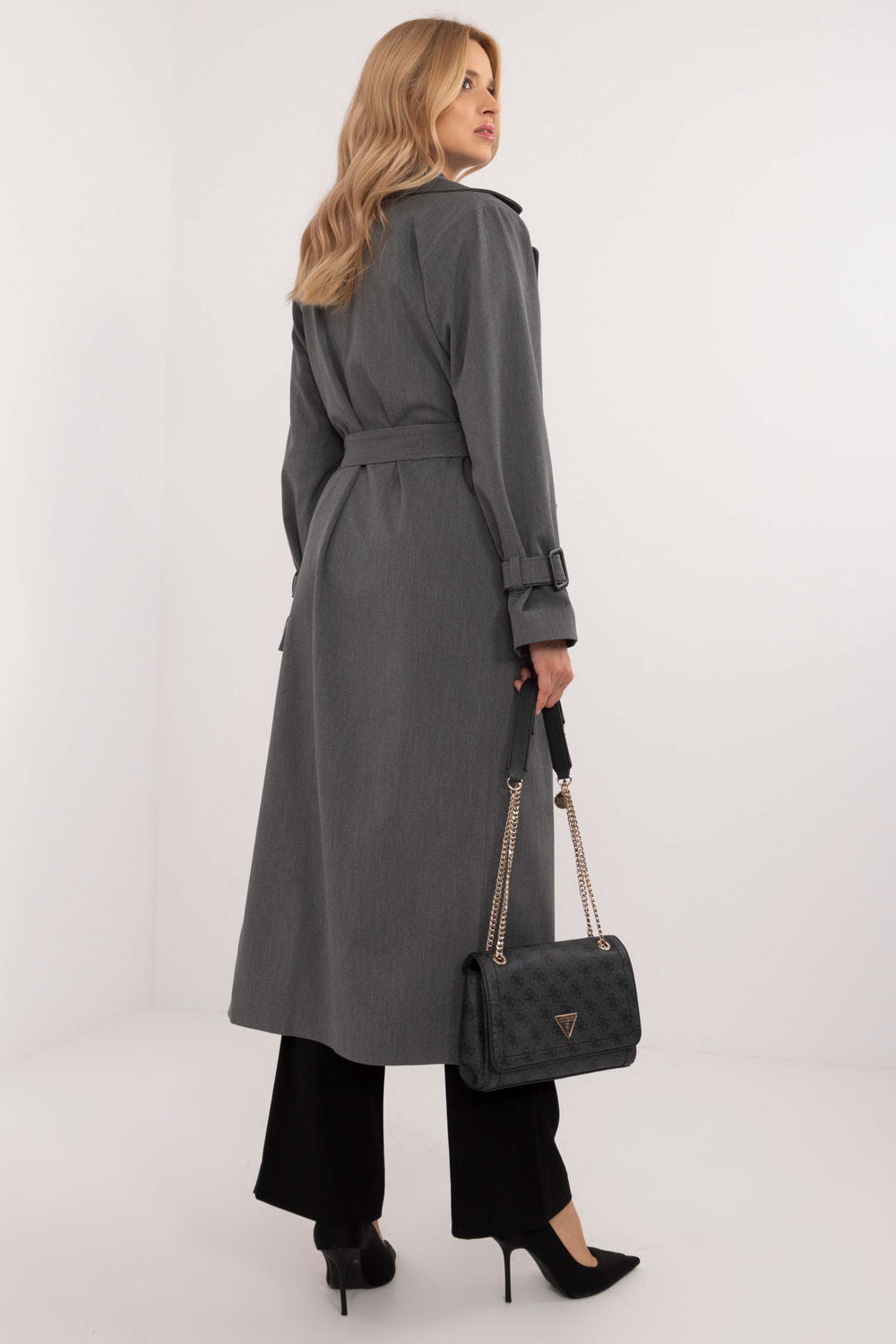 Elegant Trench Coat - Grey