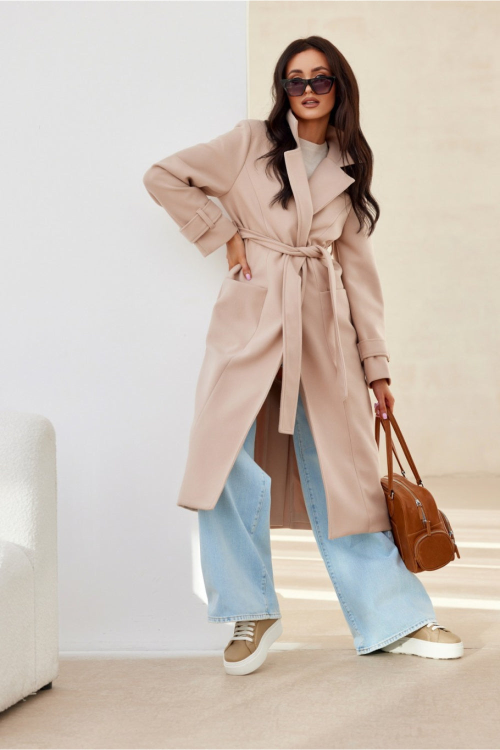 Classic Coat - Beige/Pink